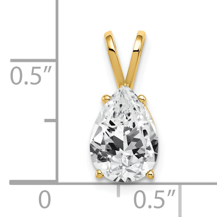 14K Yellow Gold 10X7mm Pear Cubic Zirconia Pendant