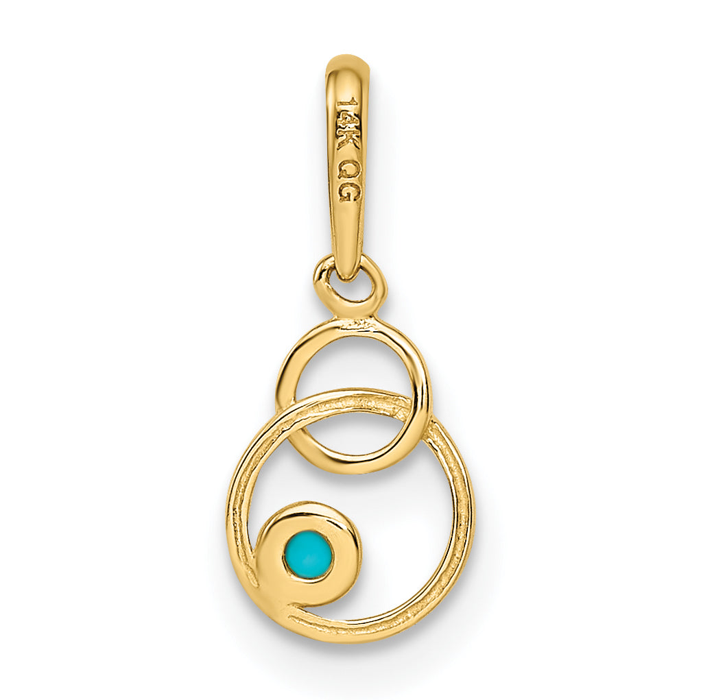 14k Yellow Gold 14k Synthetic Turquoise Circle Pendant