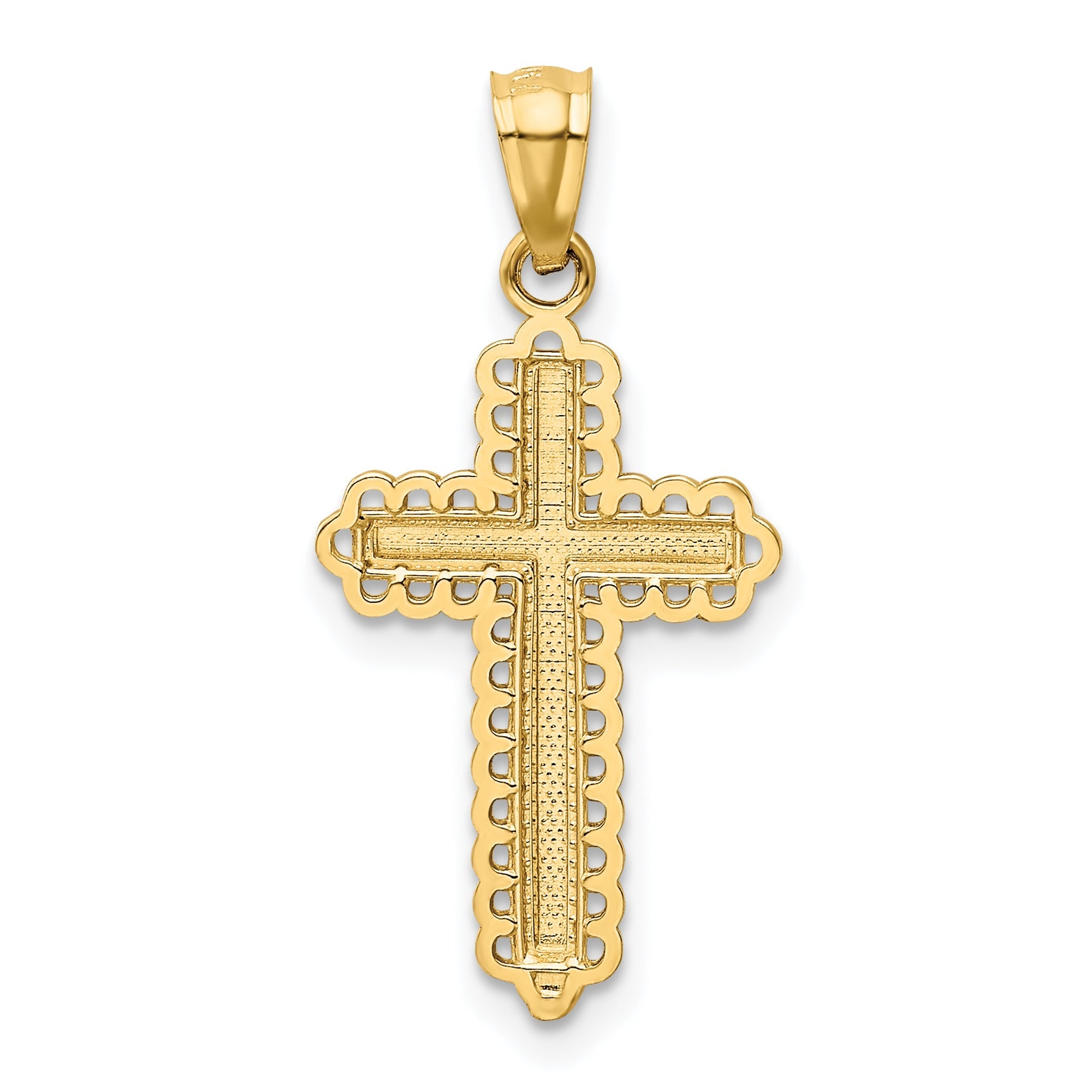14k Yellow & Rhodium 14K w/Rhodium Diamond Cut Cross Pendant