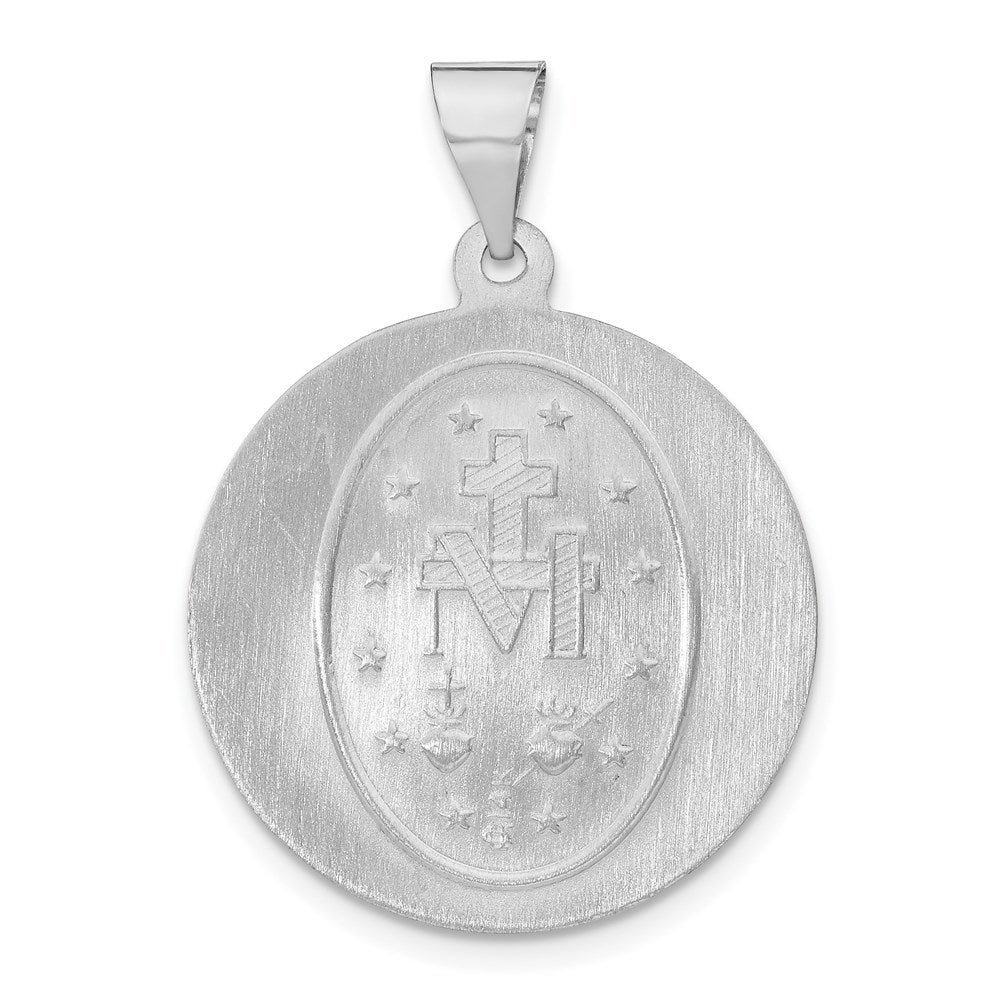14k White Gold 14k White Gold Polished / Satin Miraculous Medal Hollow Pendant