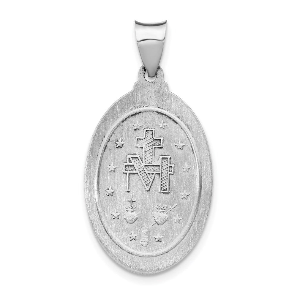 14k White Gold 14k White Gold Polished/Satin Miraculous Medal Hollow Pendant