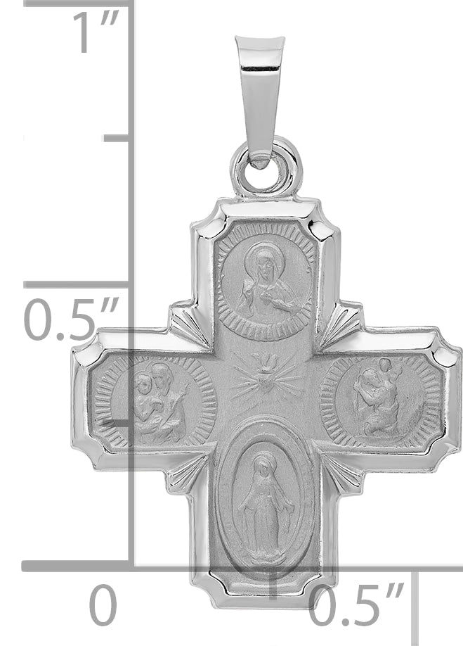 14k White Gold 14k White Gold Polished / Satin Four Way Medal Hollow Pendant