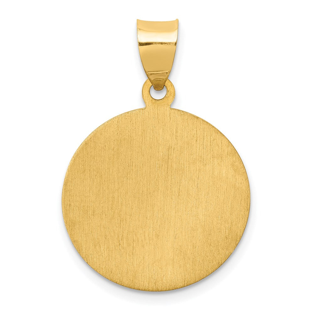 14k Yellow Gold 14k Polished and Satin St Luke Medal Hollow Pendant