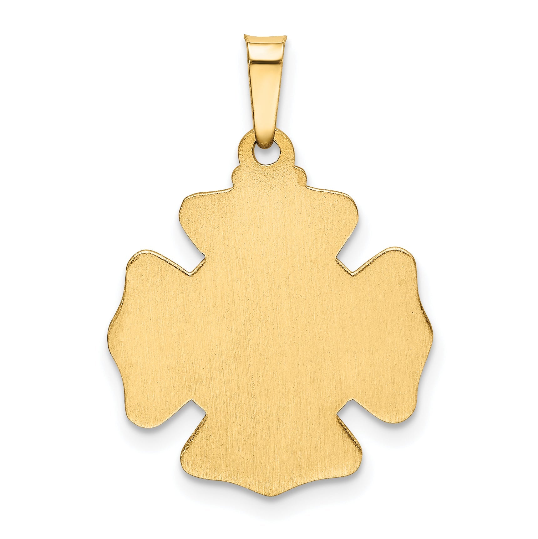 14k Yellow Gold 14k Polished and Satin St Florian Badge Medal Hollow Pendant