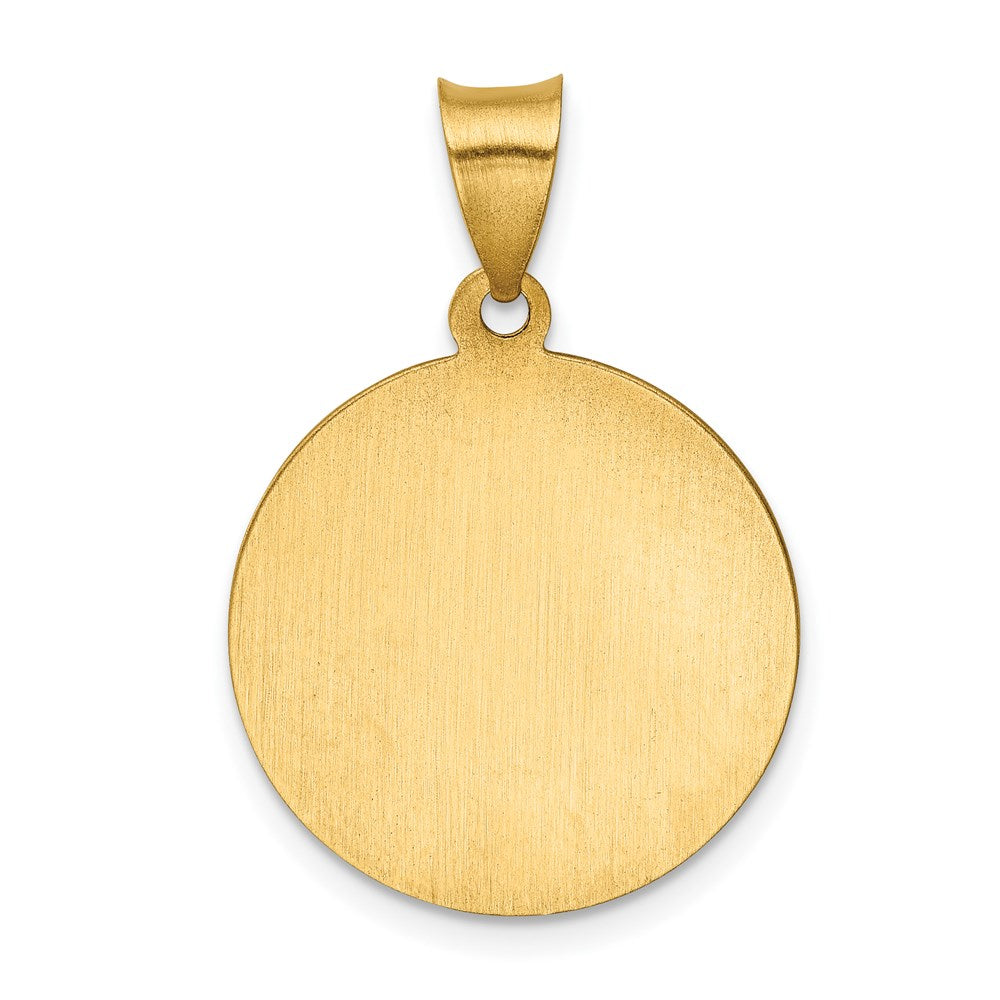 14k Yellow Gold 14k Polished and Satin St Peregrine Medal Hollow Pendant