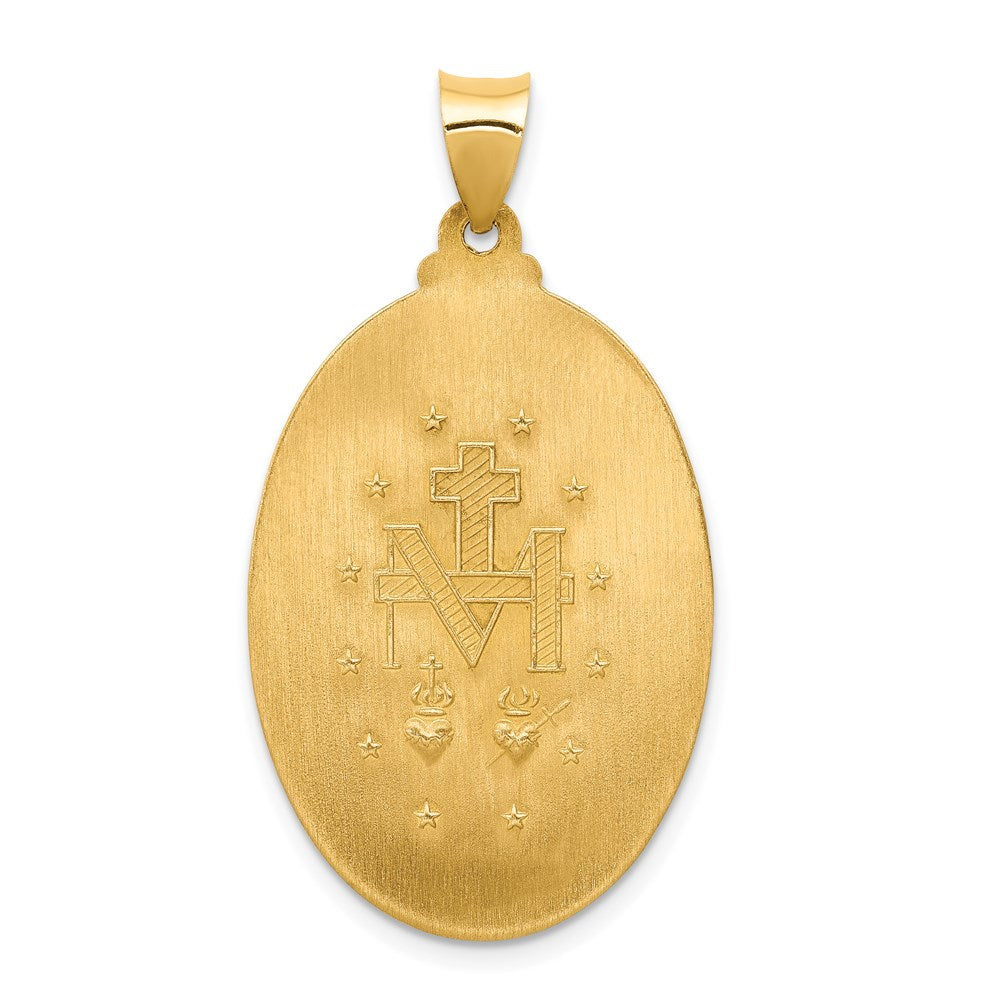 14k Yellow Gold 14k Hollow Polished And Satin Miraculous Medal Pendant