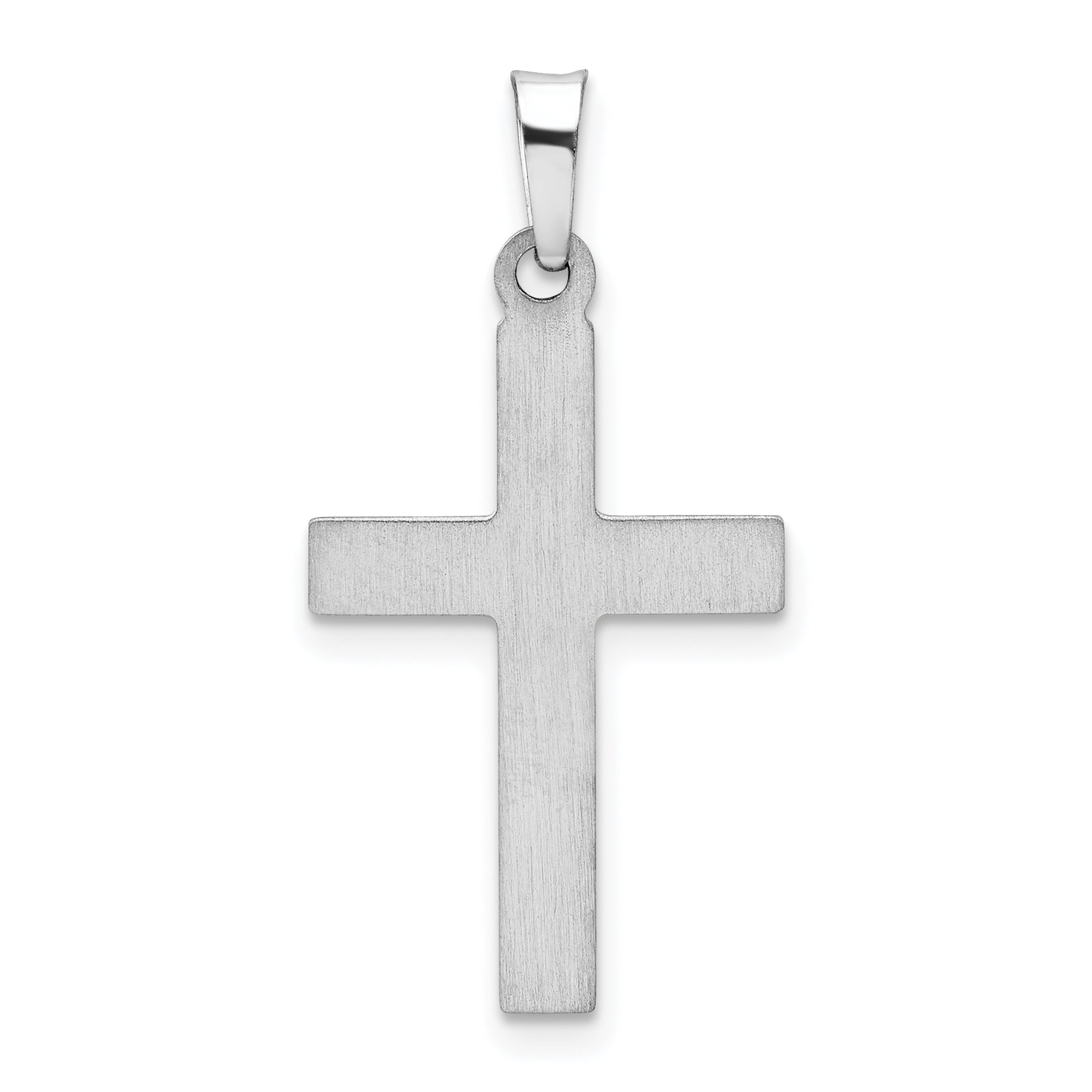 14K White Gold Brushed And Polished Latin Cross Pendant
