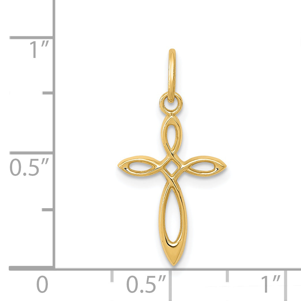 14k Yellow Gold 14k Gold Polished Small Ribbon Cross Pendant