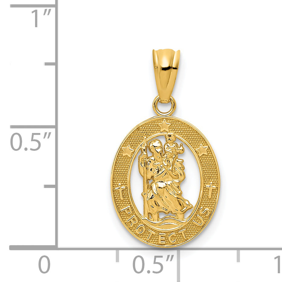 14k Yellow Gold 14k Gold Polished St Christopher Pendant
