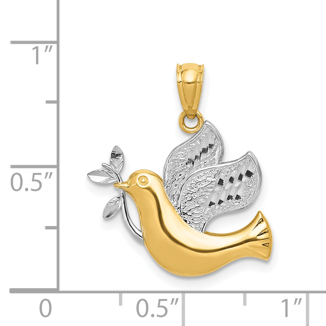 14k Yellow & Rhodium 14k w/Rhodium Peace Dove Pendant