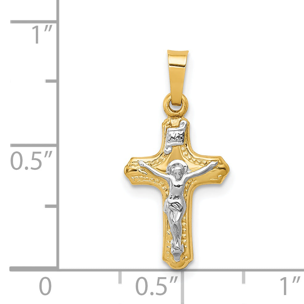 14k Two-tone 14k Two-tone Polished and Textured INRI Crucifix Pendant