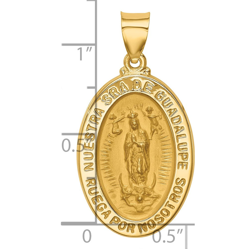 14k Yellow Gold 14K Polish/Satin Hollow Spanish Lady Of Guadalupe Medal Pendant