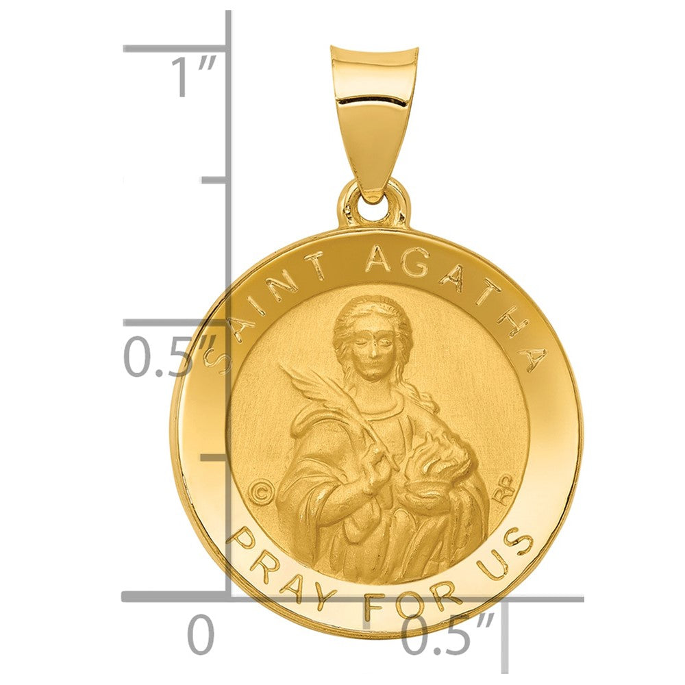 14k Yellow Gold 14K Polished/Satin St. Agatha Hollow Medal Pendant
