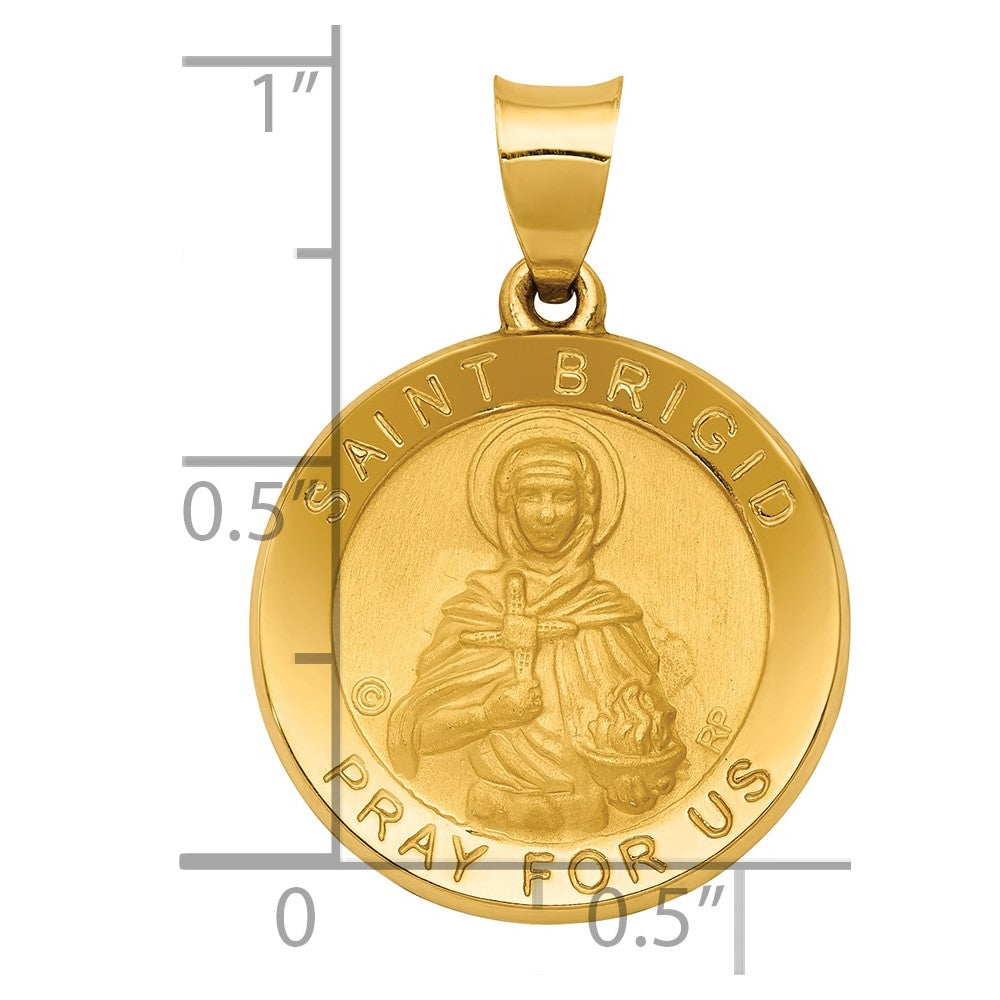 14k Yellow Gold 14K Polished/Satin St. Brigid Hollow Medal Pendant