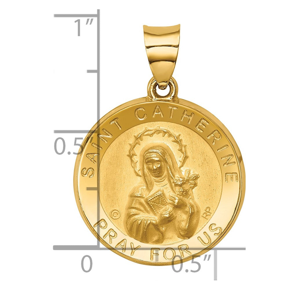 14k Yellow Gold 14K Polished/Satin St. Catherine Hollow Medal Pendant