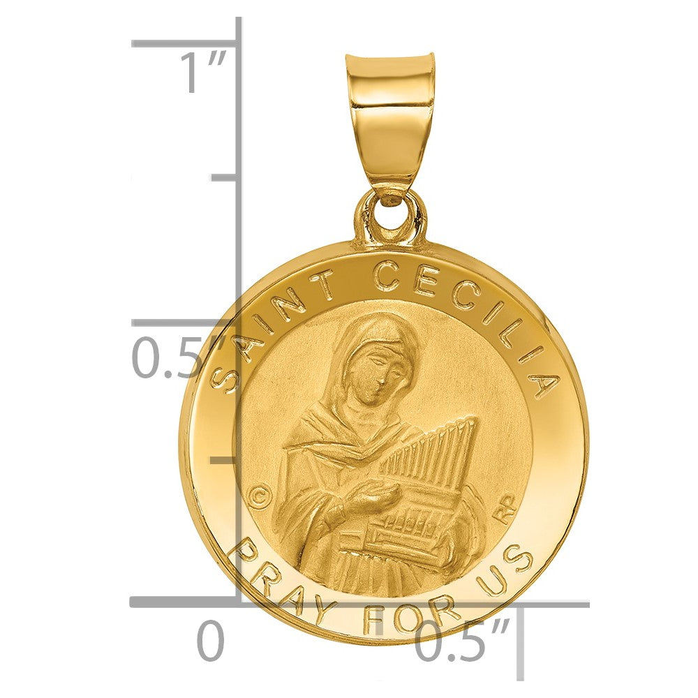 14k Yellow Gold 14K Polished/Satin St. Cecilia Hollow Medal Pendant