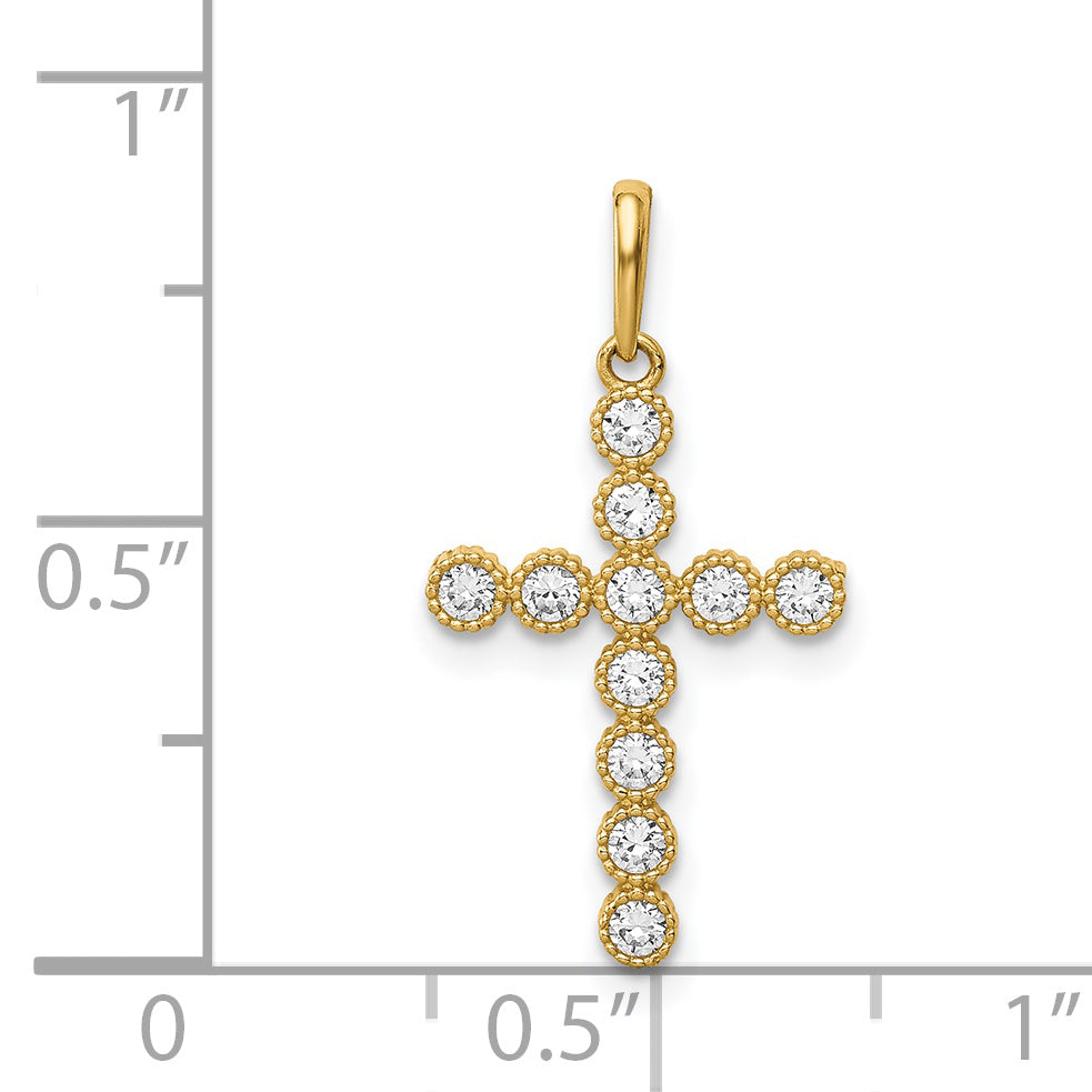 14k Yellow Gold 14K CZ Cross Pendant