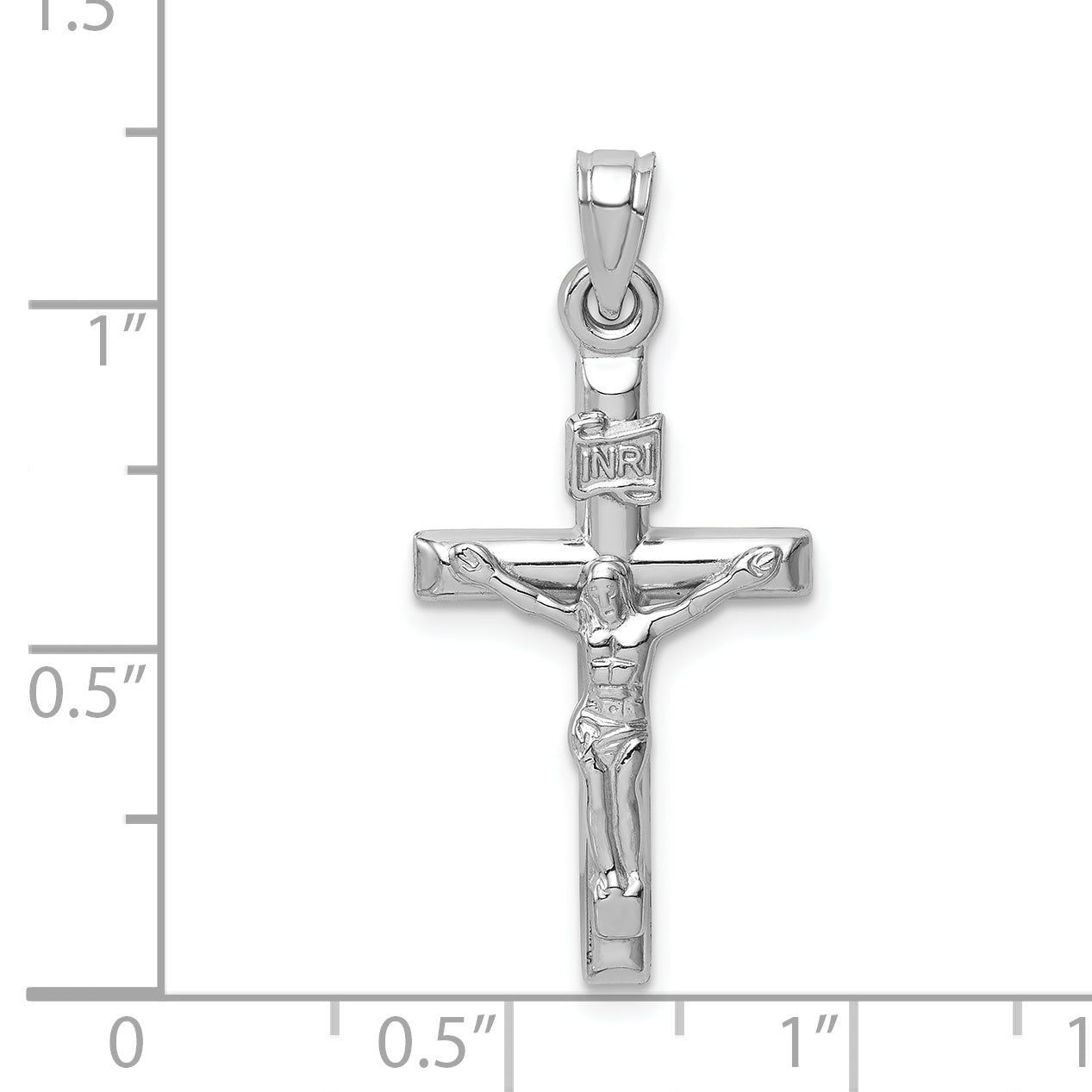14k White Gold 14k White Gold Hollow Crucifix Pendant