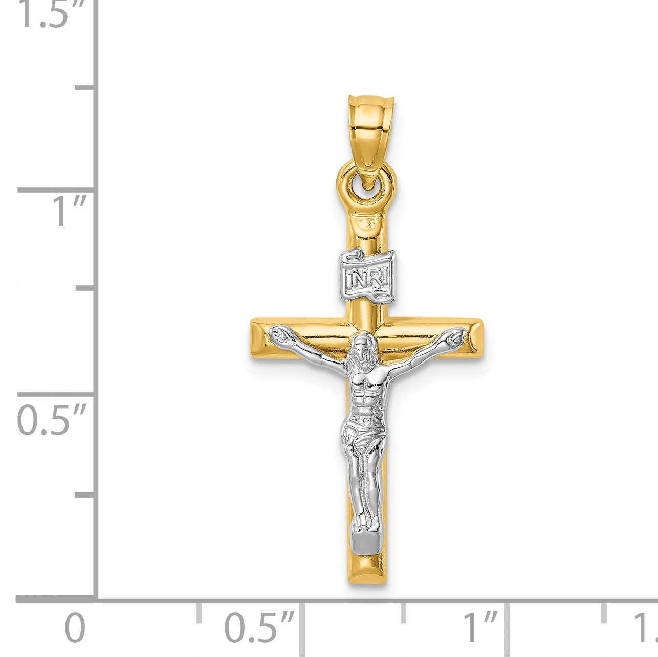 14k Two-tone 14k Two-tone Hollow Crucifix Pendant
