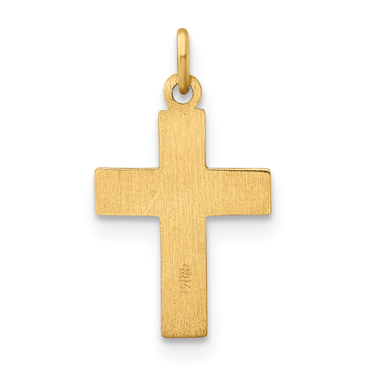 14K Yellow Gold Polished And Textured Solid Star Cross Pendant