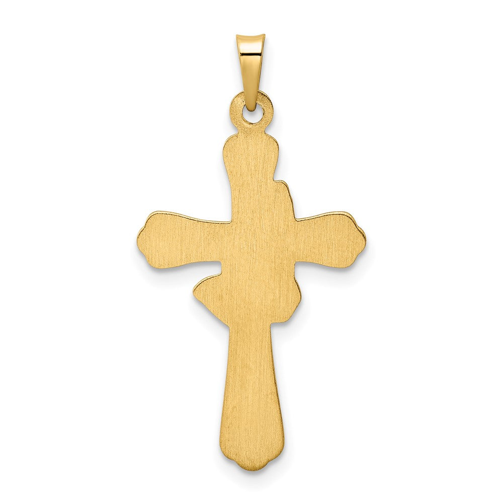 14K Yellow & Rhodium Polished Hollow Praying Hands Cross Pendant