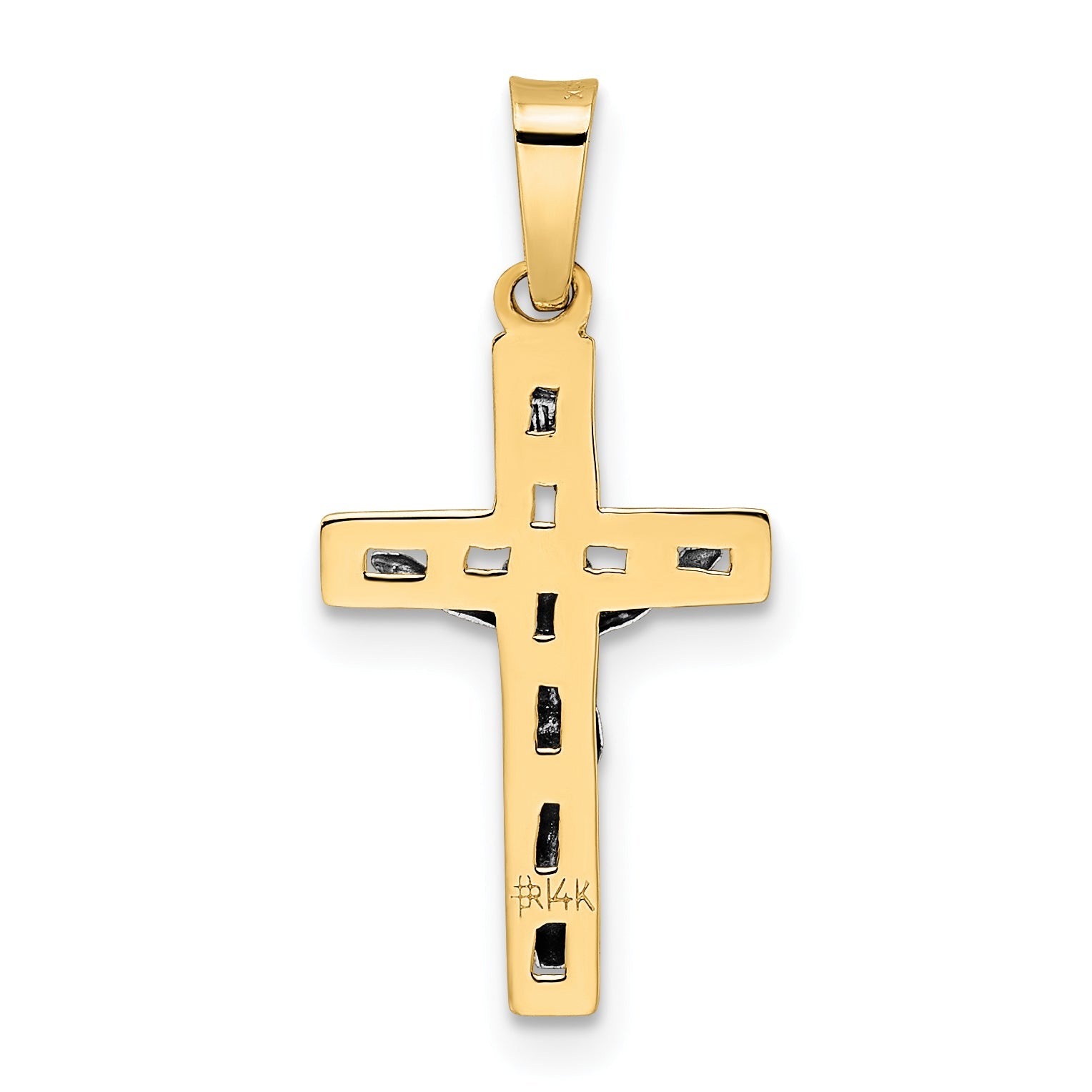 14k Two-tone 14k Two-tone Polished Solid INRI Crucifix Pendant