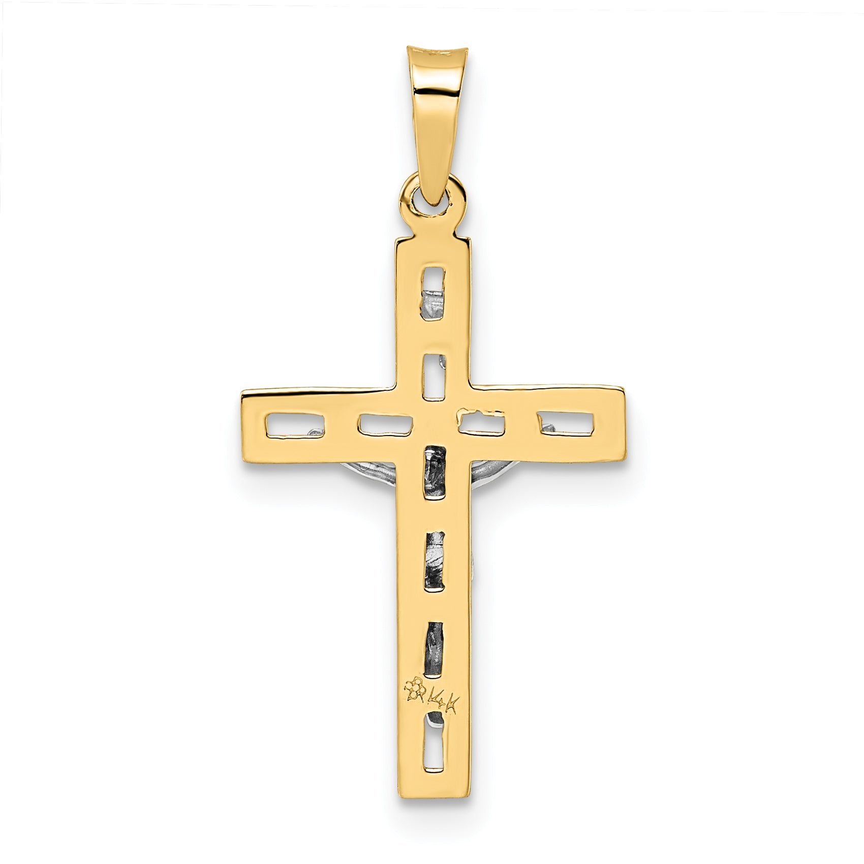 14k Two-tone 14k Two-tone Polished Solid INRI Crucifix Pendant