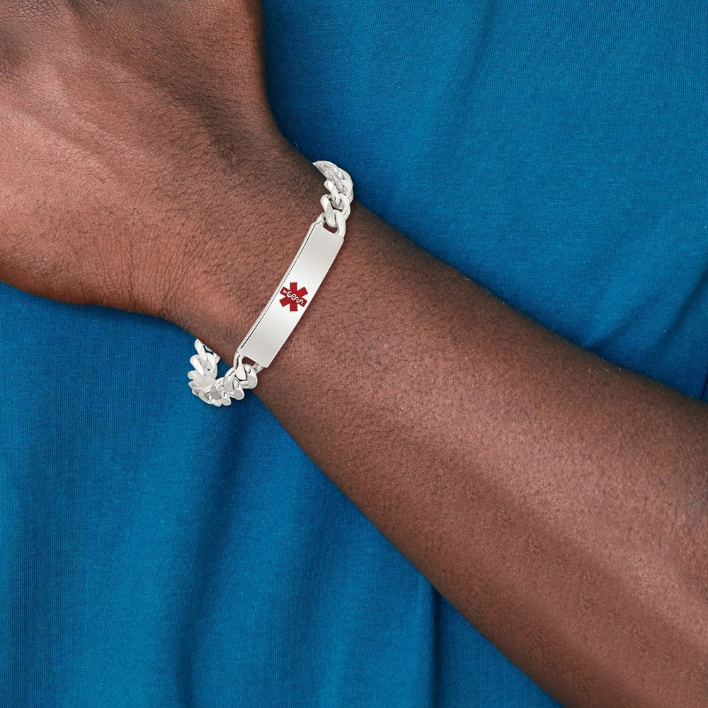 Sterling Silver Polished Medical Curb Link Id Bracelet