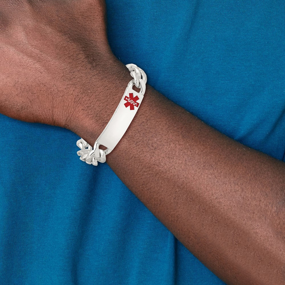 Sterling Silver Polished Medical Curb Link Id Bracelet