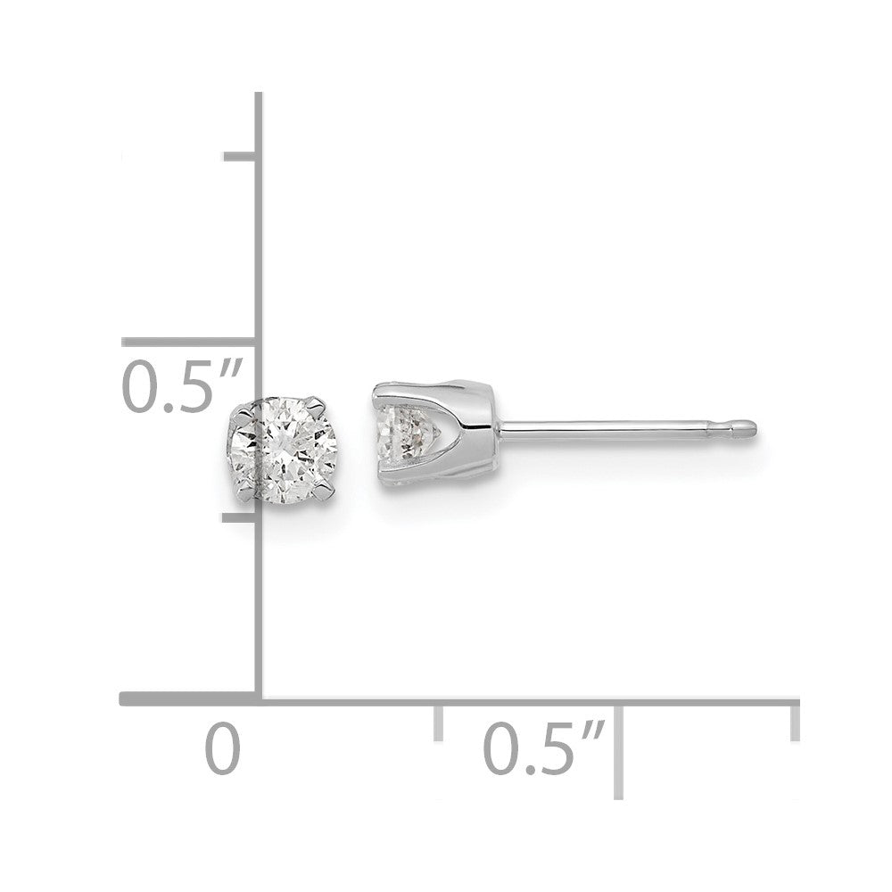 14K White Gold Aa Quality Complete Diamond Stud Earring