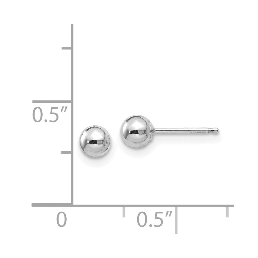 14K White Gold Polished 4mm Ball Post Earrings
