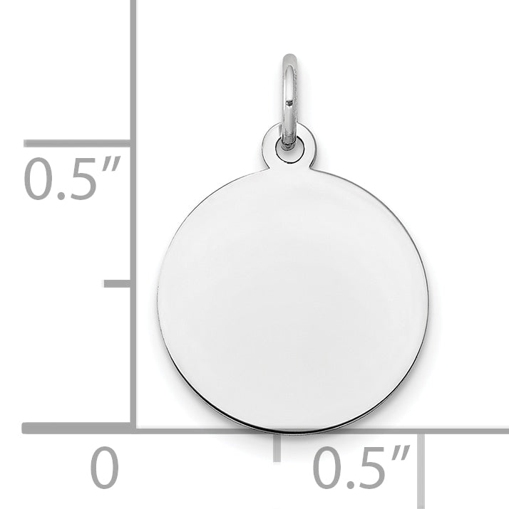 14k White Gold 14k White Gold Plain .009 Gauge Round Engravable Disc Charm