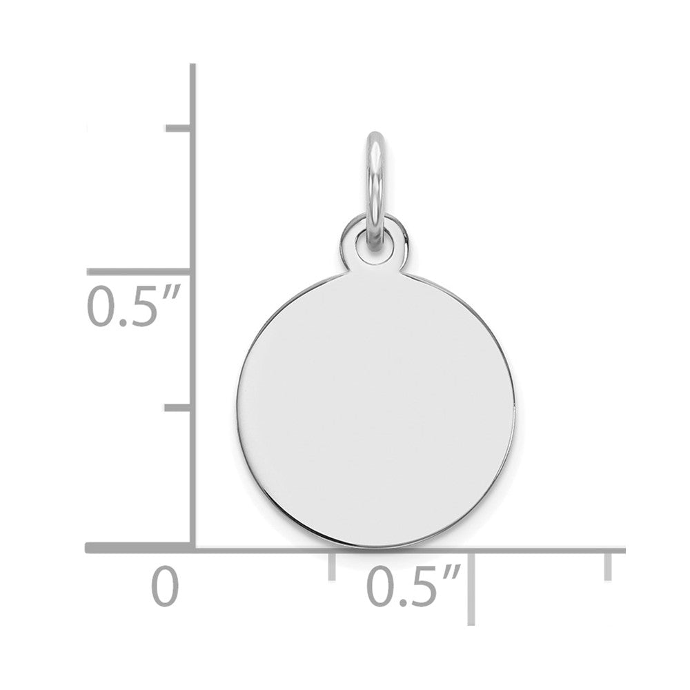 14K White Gold Plain .027 Gauge Round Engravable Disc Charm