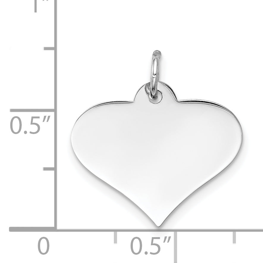14k White Gold 14k White Gold Plain .011 Gauge Engraveable Heart Disc Charm