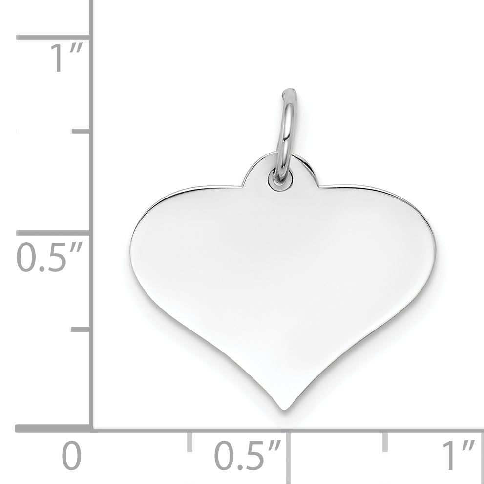 14K White Gold Plain .018 Gauge Engraveable Heart Disc Charm
