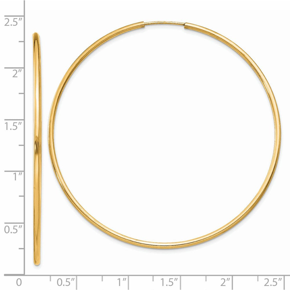 14K Yellow Gold 1.5mm Polished Round Endless Hoop Earrings