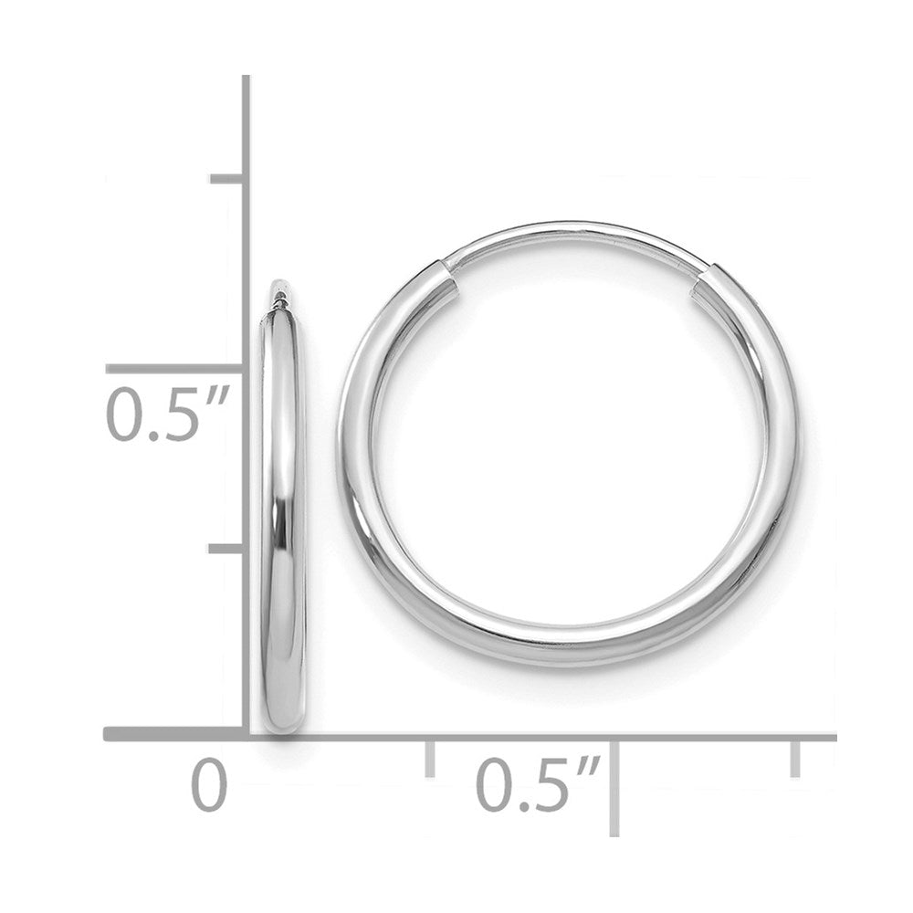 14K White Gold 1.5mm Polished Endless Hoop Earrings