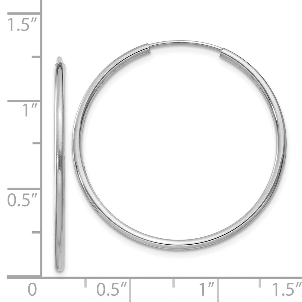 14K White Gold 1.5mm Polished Endless Hoop Earrings