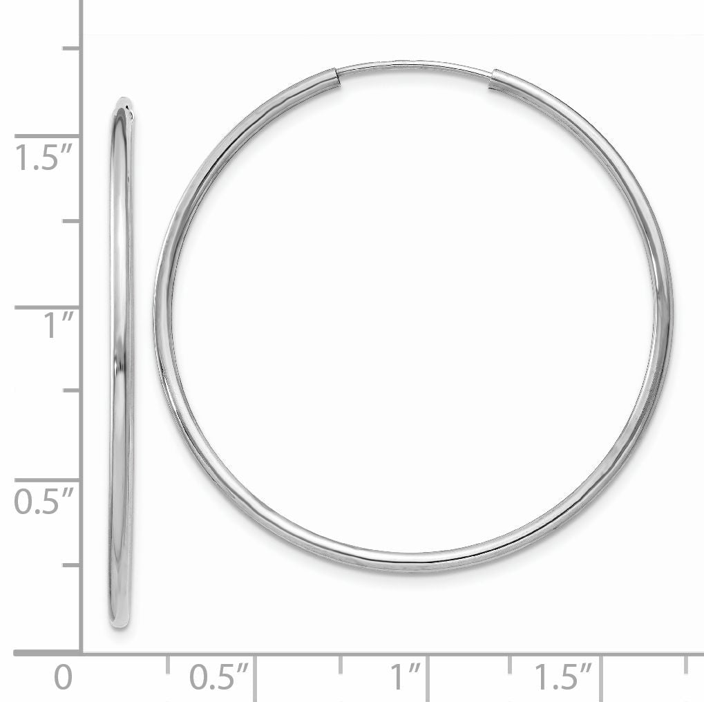 14K White Gold 1.5mm Polished Endless Hoop Earrings