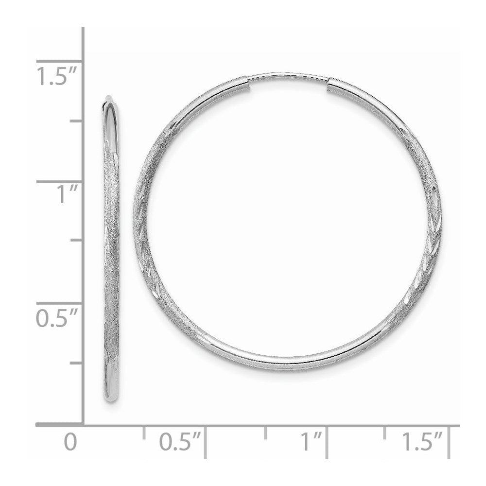 14K White Gold 1.5mm Diamond Cut Endless Hoop Earrings