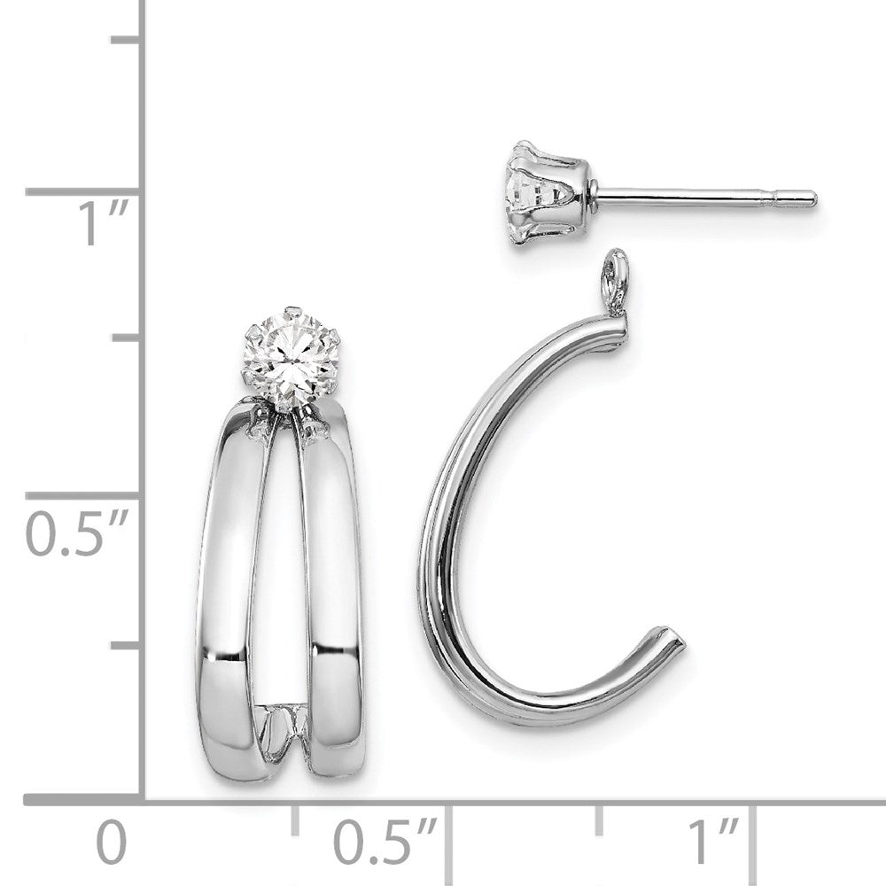 14K White Gold Polished Cz Stud Earring Jackets