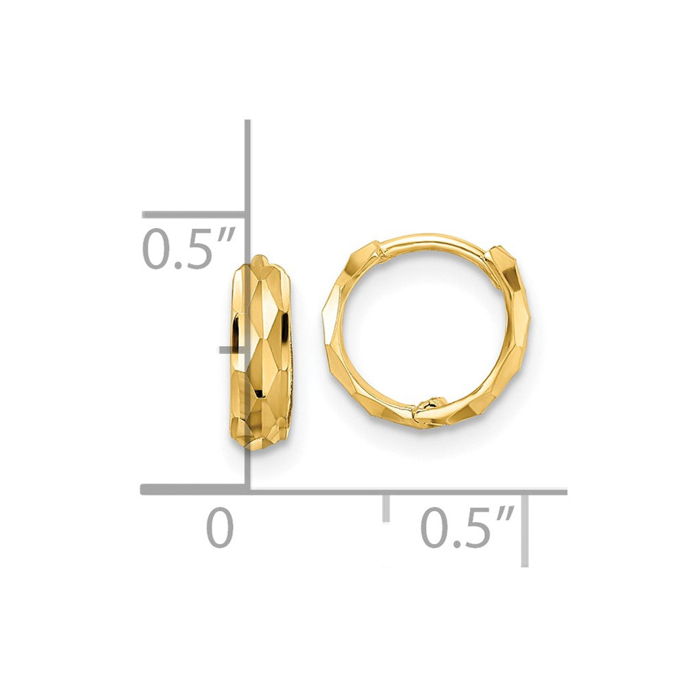 14K Yellow Gold D/C Hinged Hoop Earrings