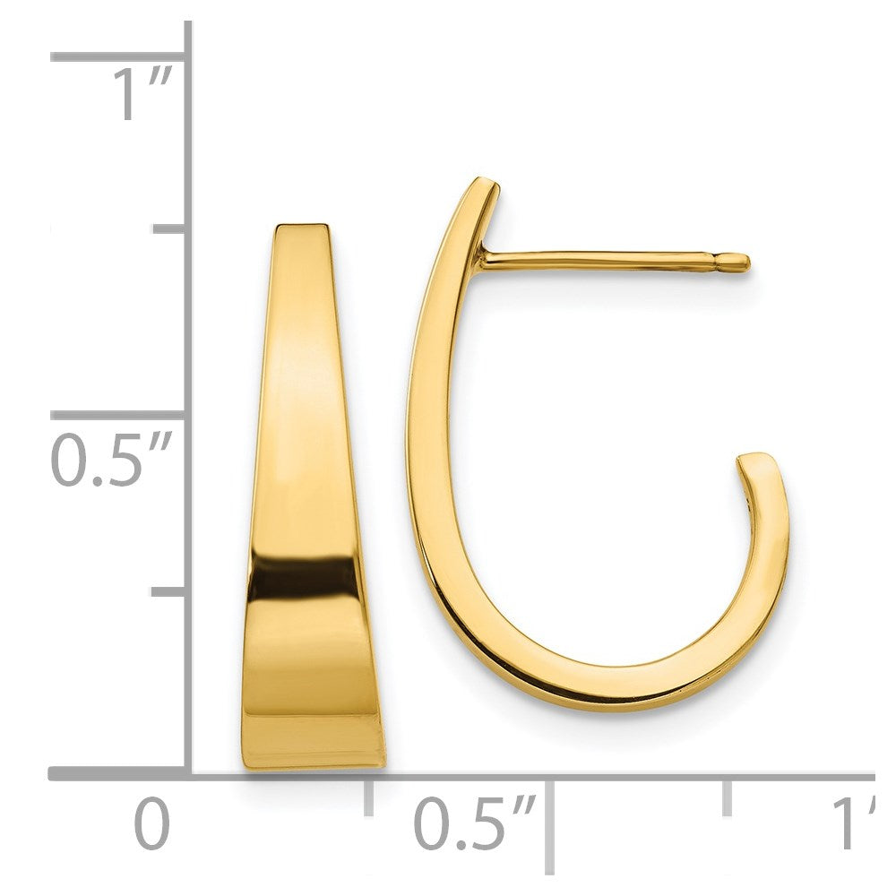 14K Yellow Gold Medium Polished J Hoop Earrings