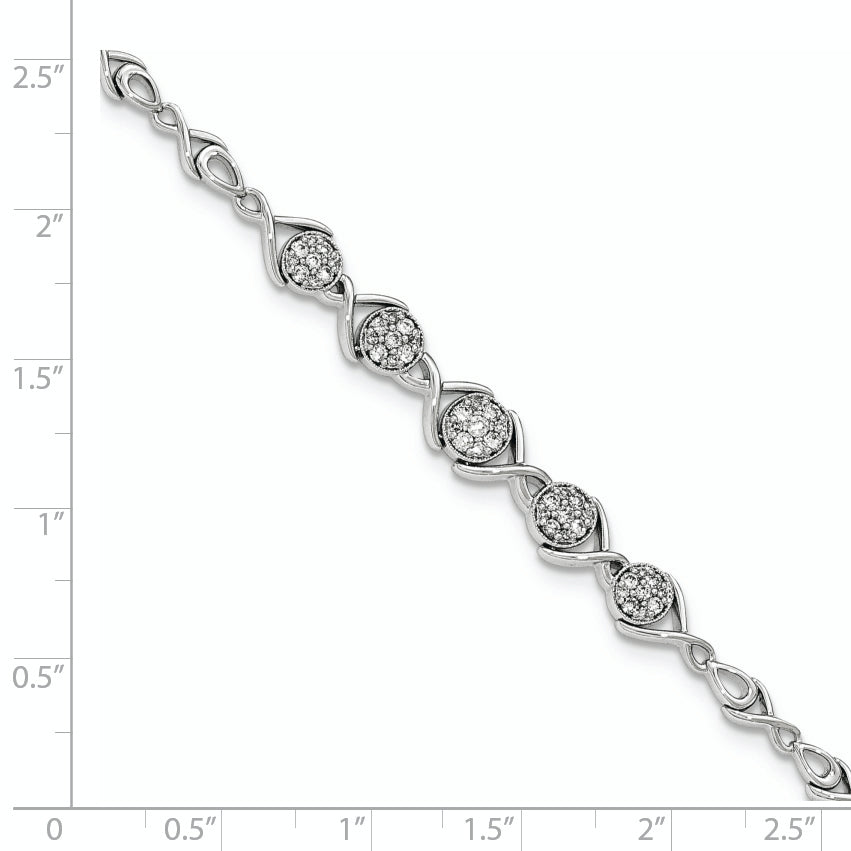 14K White Gold Polished Diamond Bracelet