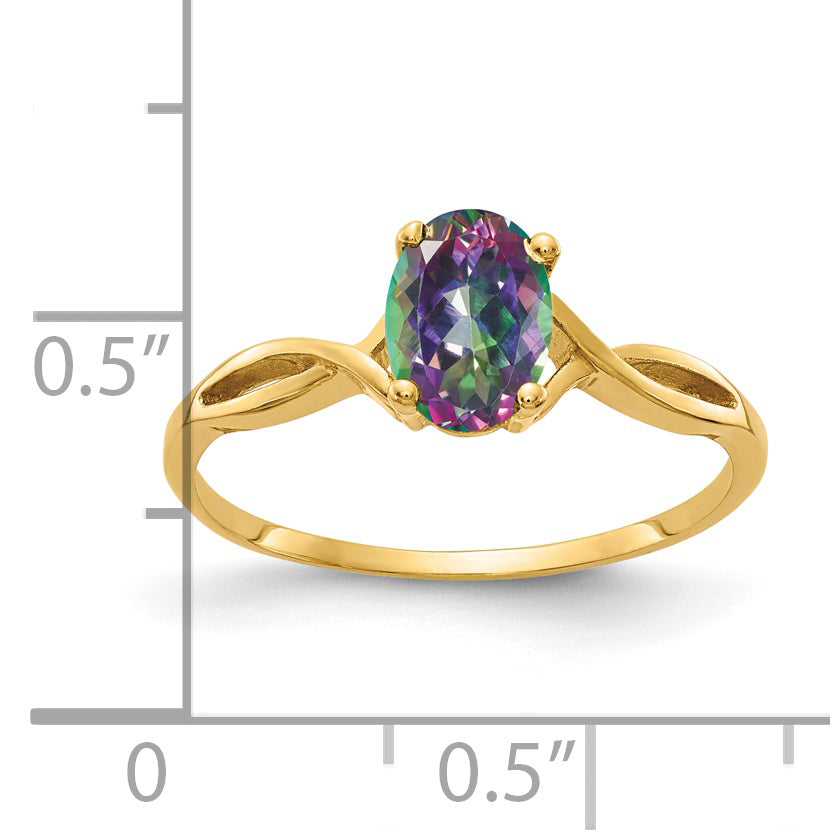14K Yellow Gold 7X5mm Oval Fire Topaz Ring