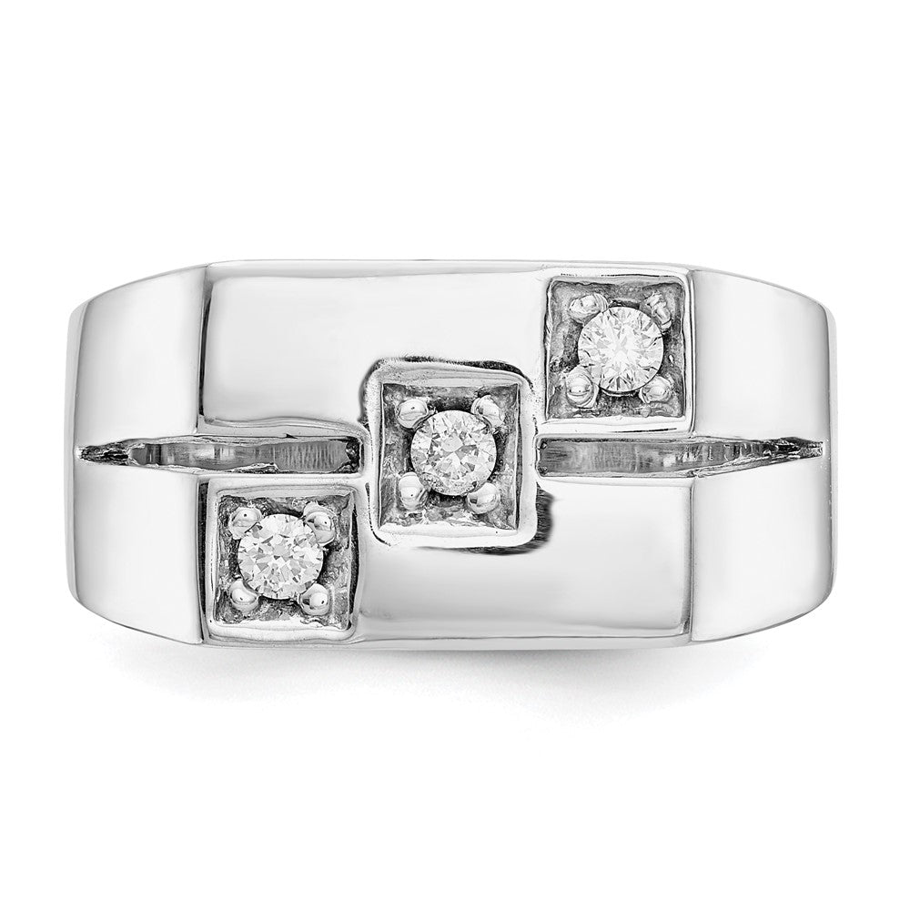 14k White Gold AAA Real Diamond men's ring