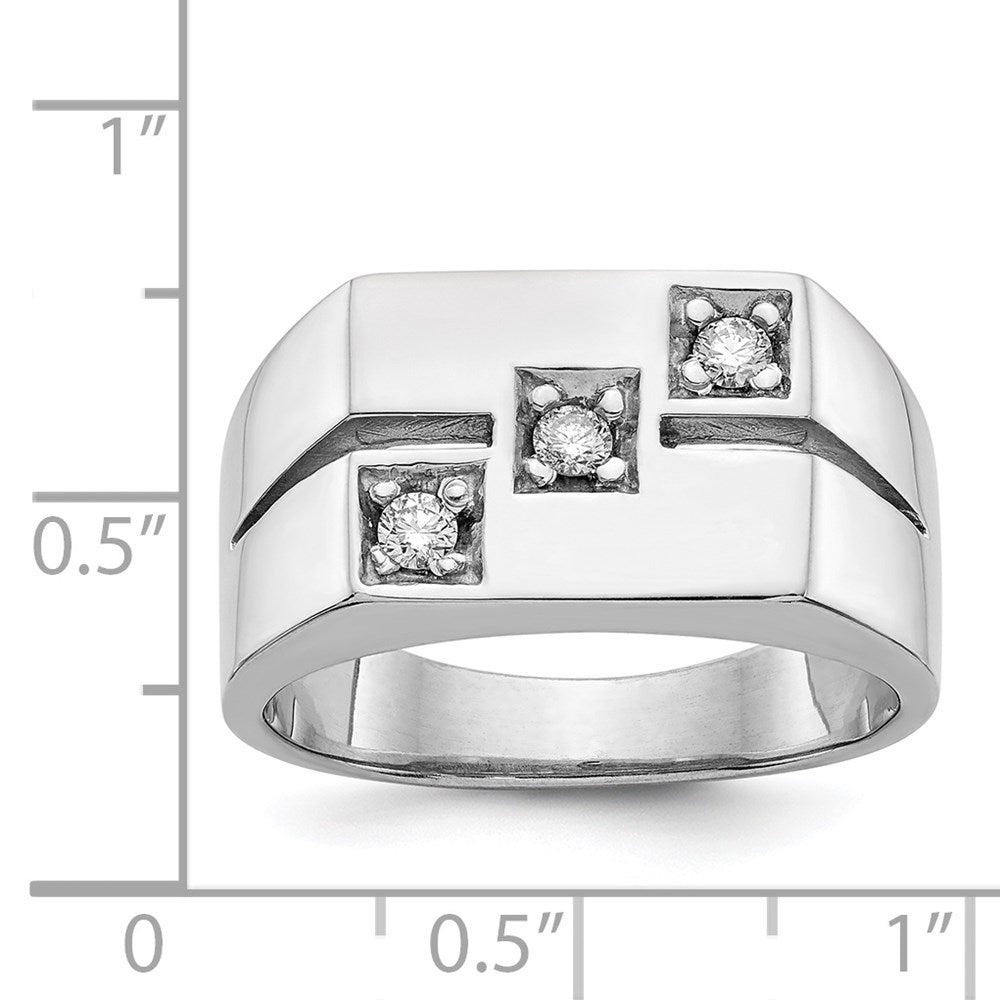 14k White Gold AAA Real Diamond men's ring