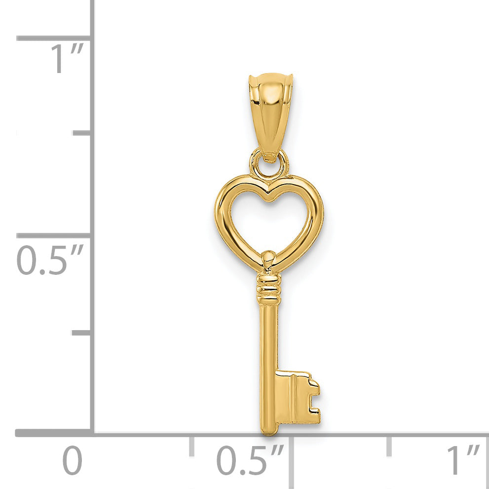 14k Yellow Gold 14K Polished 3D Heart Key Charm