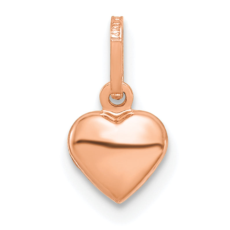 14k Rose Gold 14K Rose Gold Polished 3-D Heart Charm