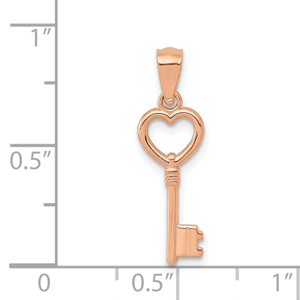 14k Rose Gold 14K Rose Gold 3D Polished Heart Key Charm